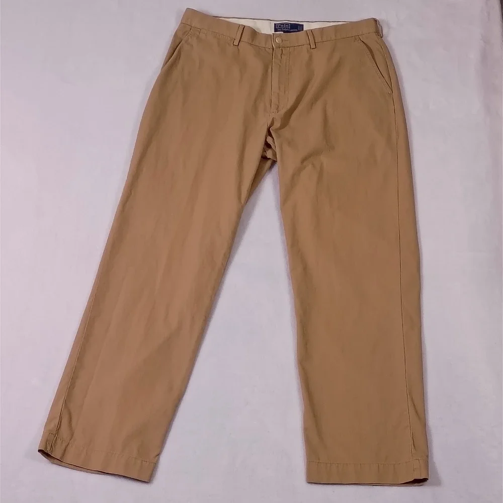 Polo Ralph Lauren Mens Chino Pants 35x32 Tan Khaki Straight Leg 100% Cotton